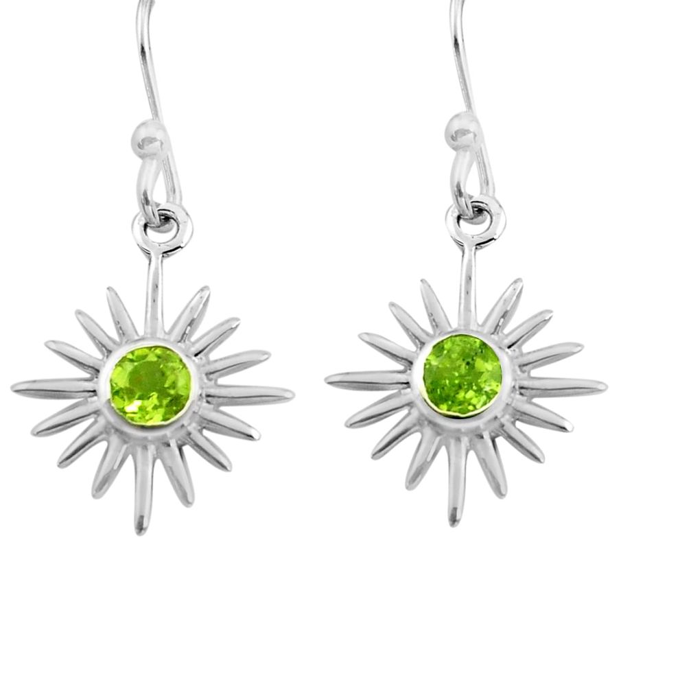 1.71cts natural green peridot 925 sterling silver dangle earrings jewelry p82270