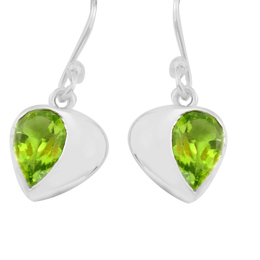 5.37cts natural green peridot 925 sterling silver dangle earrings jewelry p82314