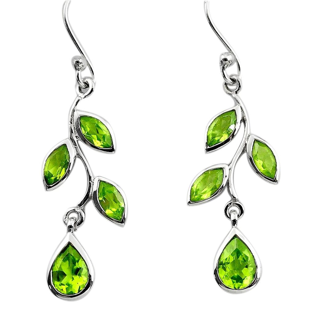 7.15cts natural green peridot 925 sterling silver dangle earrings jewelry p82353