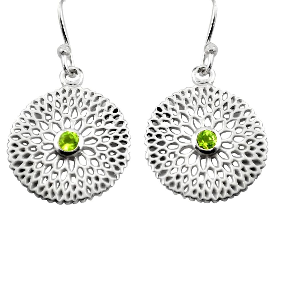 0.97cts natural green peridot 925 sterling silver dangle earrings jewelry p84028