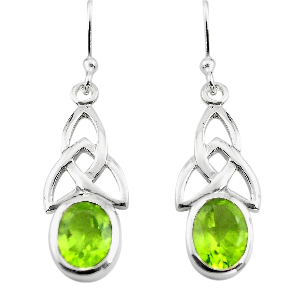 4.40cts natural green peridot 925 sterling silver dangle earrings jewelry p84185