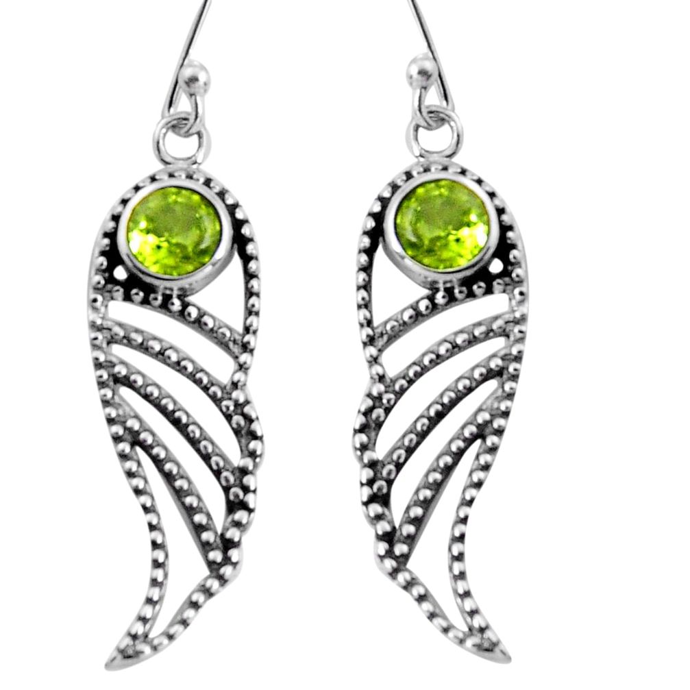 1.81cts natural green peridot 925 sterling silver dangle earrings jewelry p89269