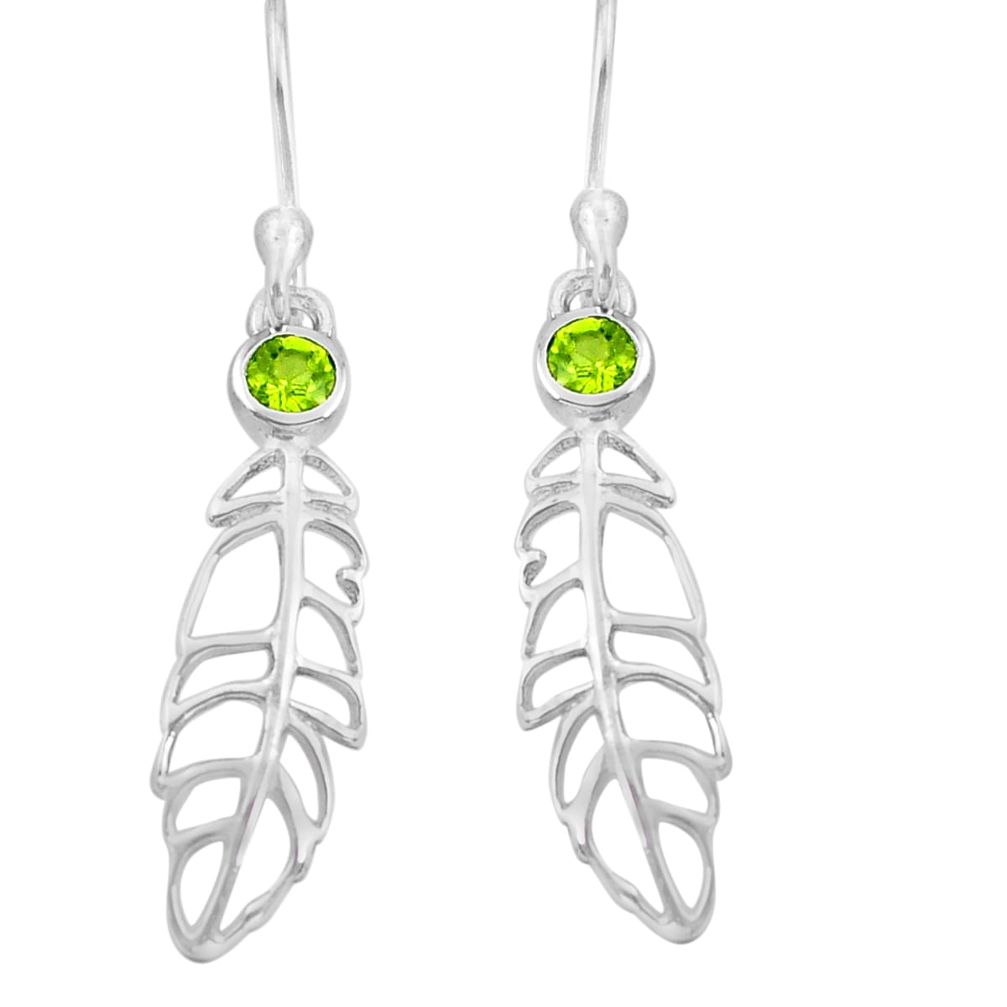 0.59cts natural green peridot 925 sterling silver deltoid leaf earrings p82177