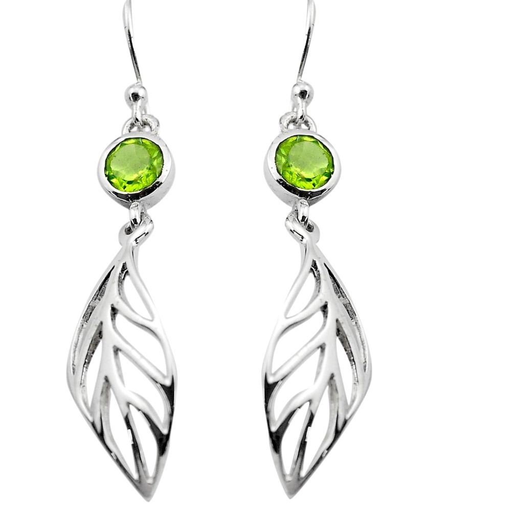 1.96cts natural green peridot 925 sterling silver deltoid leaf earrings p84151
