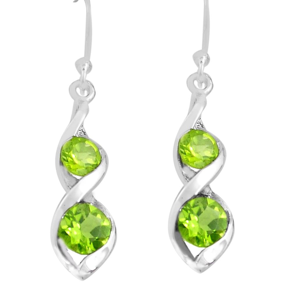 3.93cts natural green peridot 925 sterling silver earrings jewelry p82338