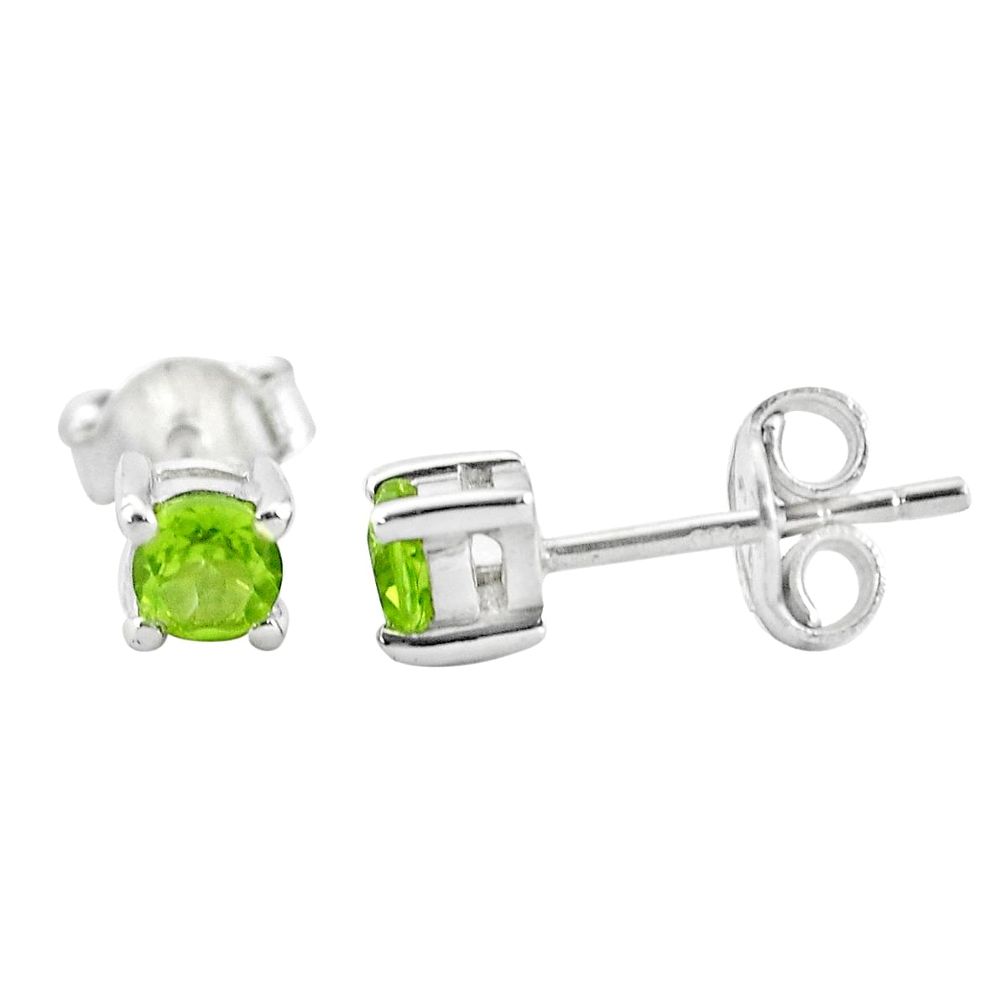 1.01cts natural green peridot 925 sterling silver stud earrings jewelry p36793