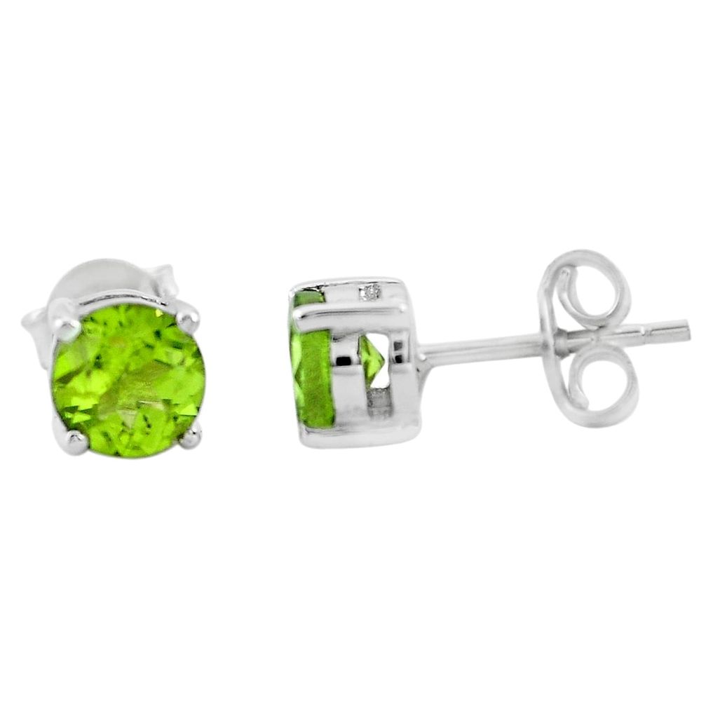 2.79cts natural green peridot 925 sterling silver stud earrings jewelry p62445