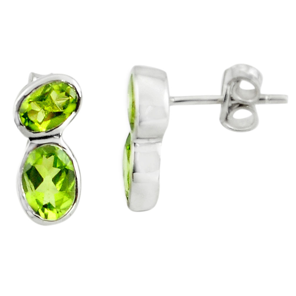 5.92cts natural green peridot 925 sterling silver stud earrings jewelry p73582