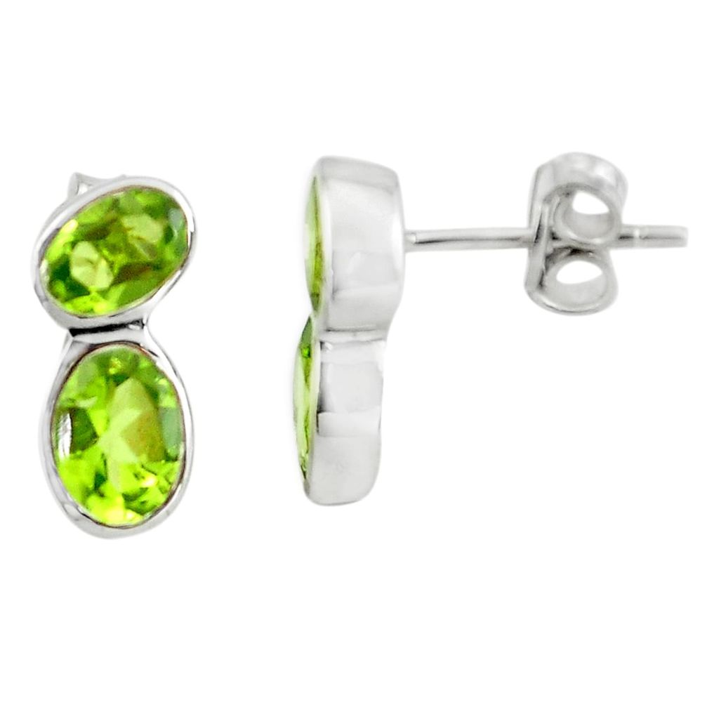 5.92cts natural green peridot 925 sterling silver stud earrings jewelry p73619