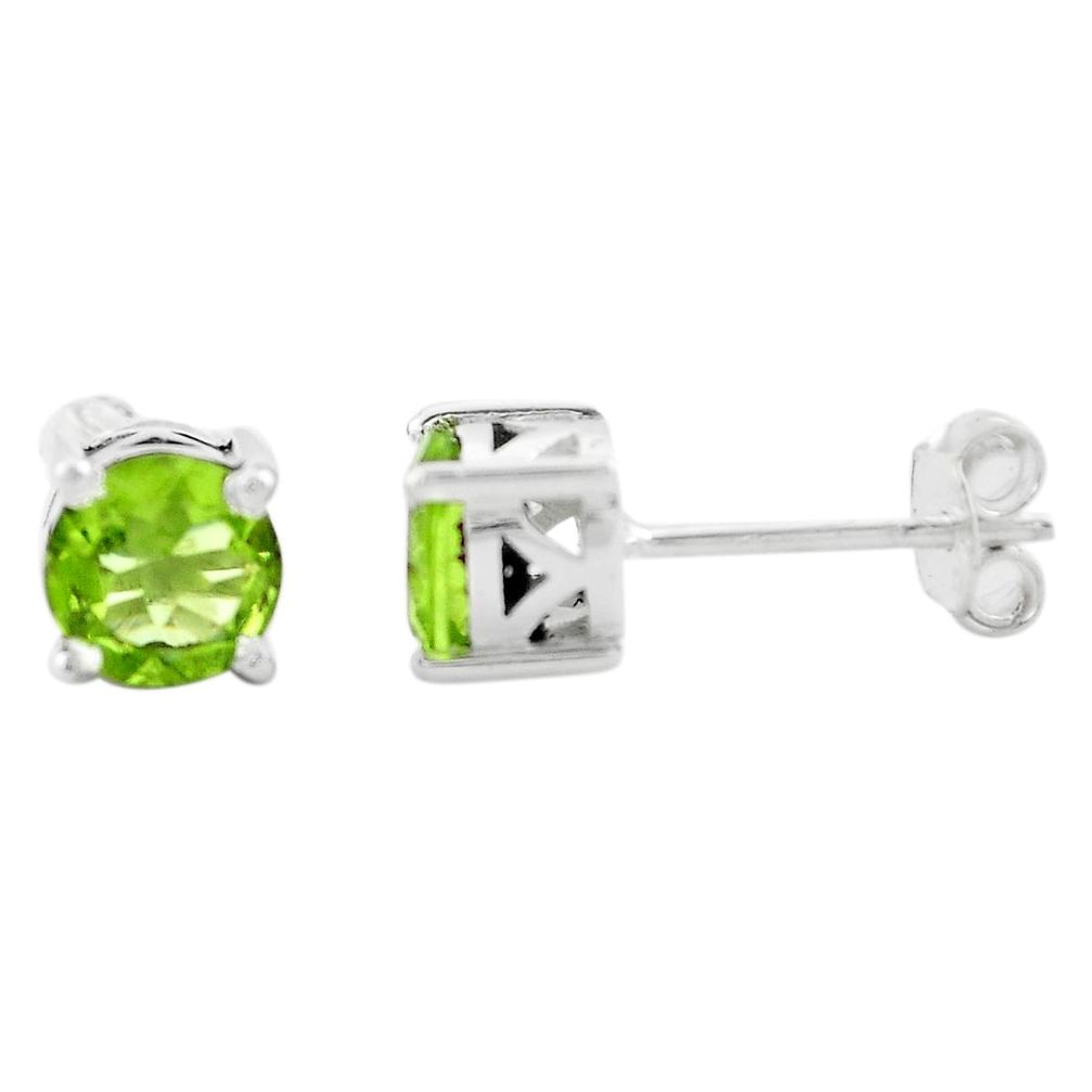 2.84cts natural green peridot 925 sterling silver stud earrings jewelry p74735