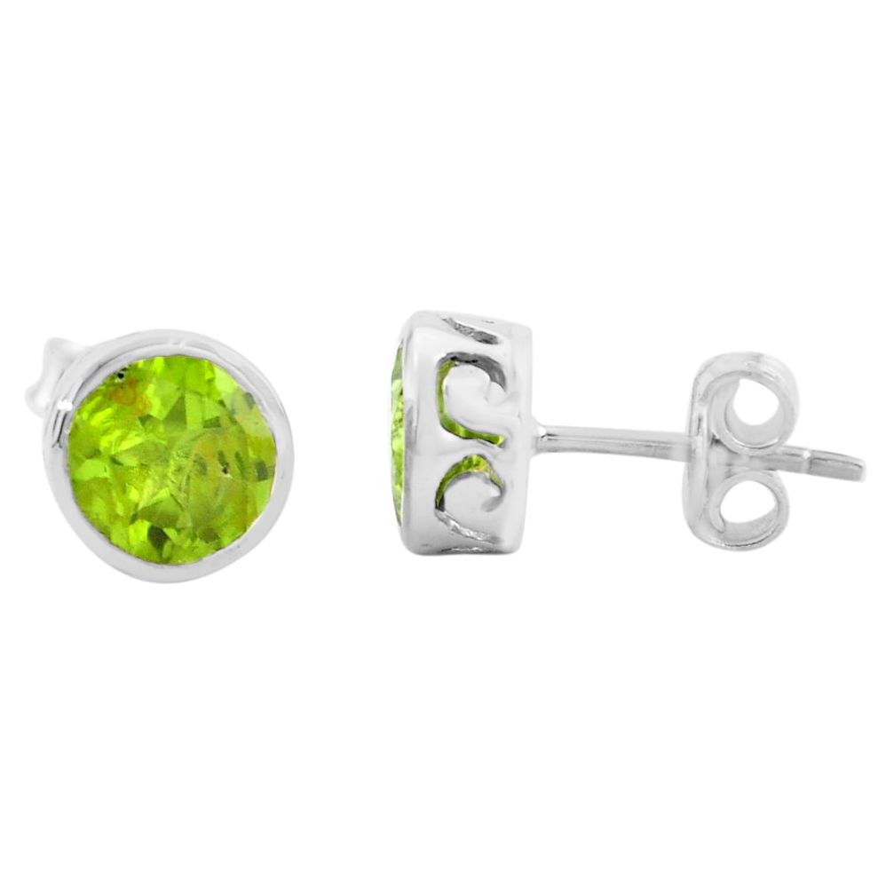 4.72cts natural green peridot 925 sterling silver stud earrings jewelry p82289