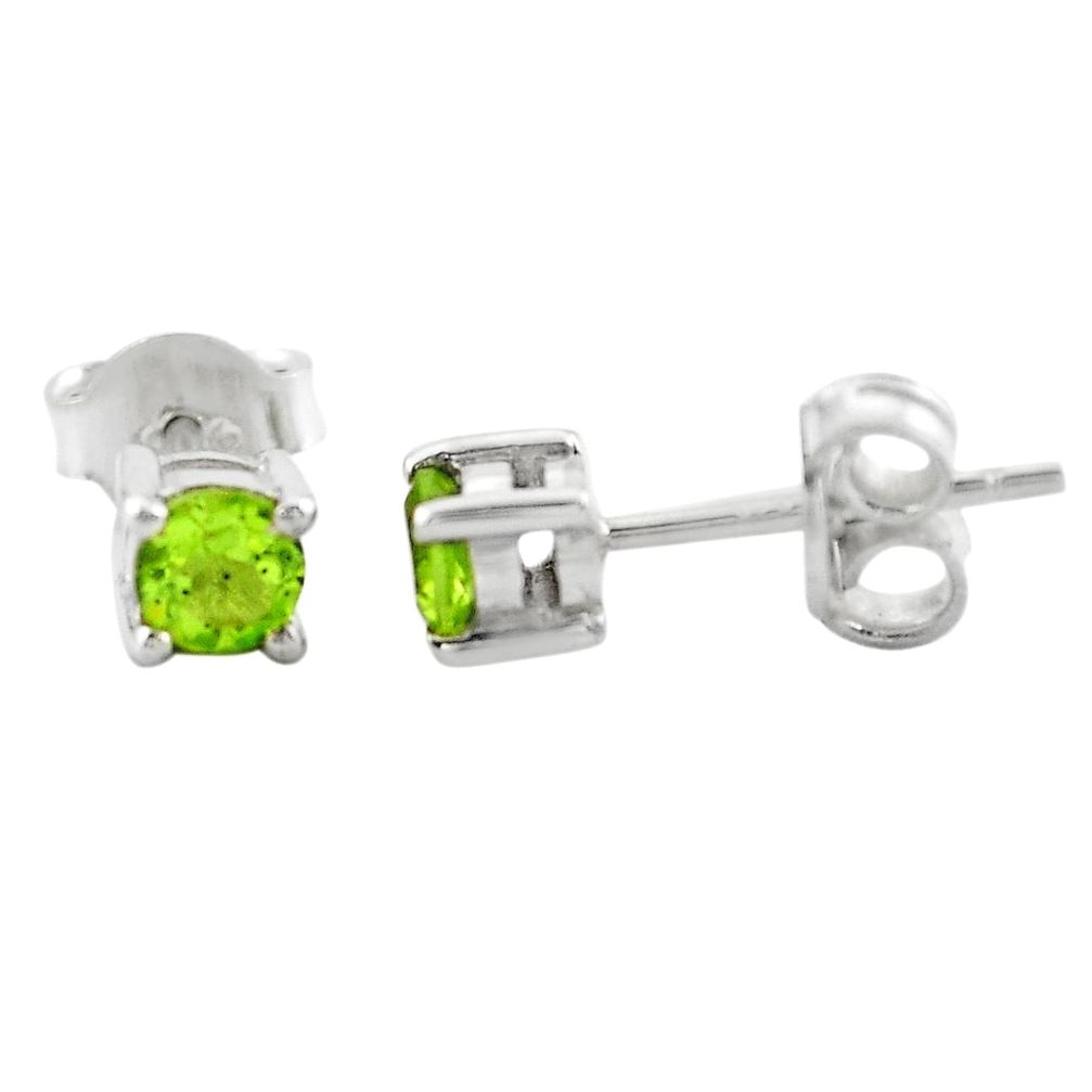 0.51cts natural green peridot 925 sterling silver stud earrings jewelry p82436