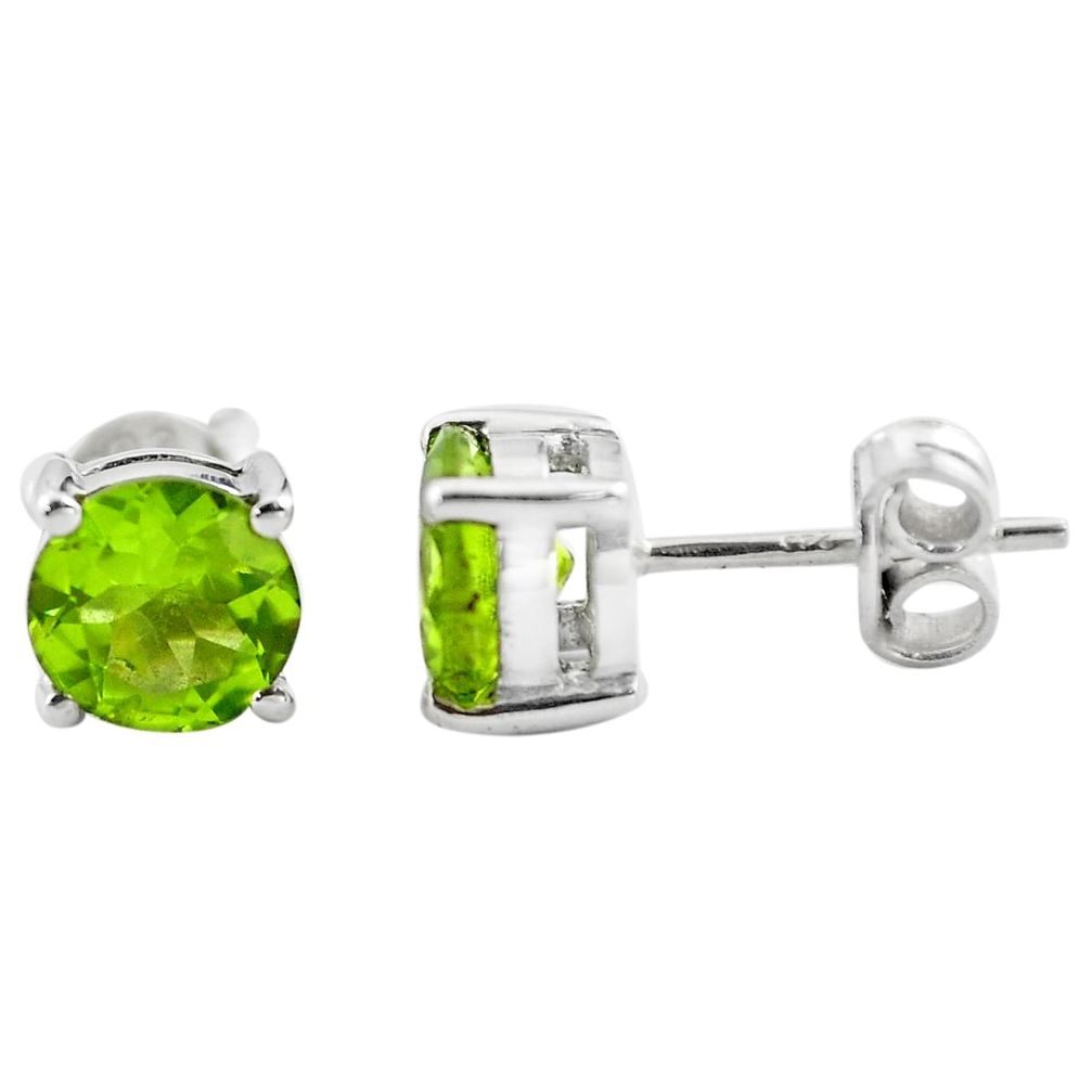 4.47cts natural green peridot 925 sterling silver stud earrings jewelry p84114