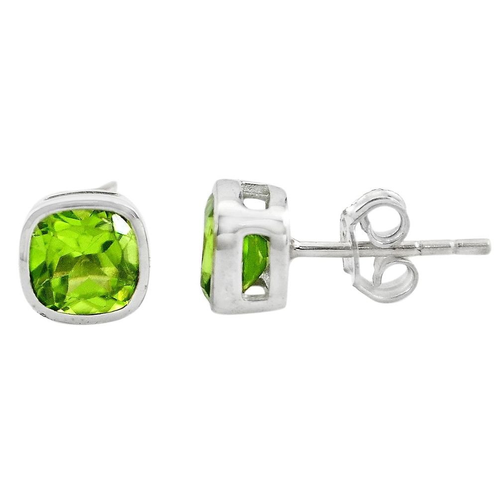 3.18cts natural green peridot 925 sterling silver stud earrings jewelry p84241