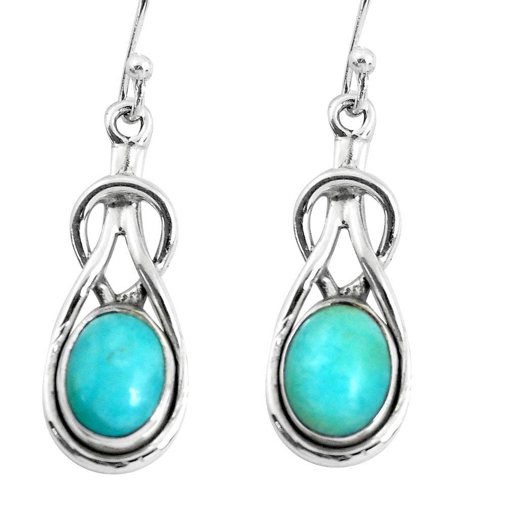 7.24cts natural green peruvian amazonite 925 silver dangle earrings p52967