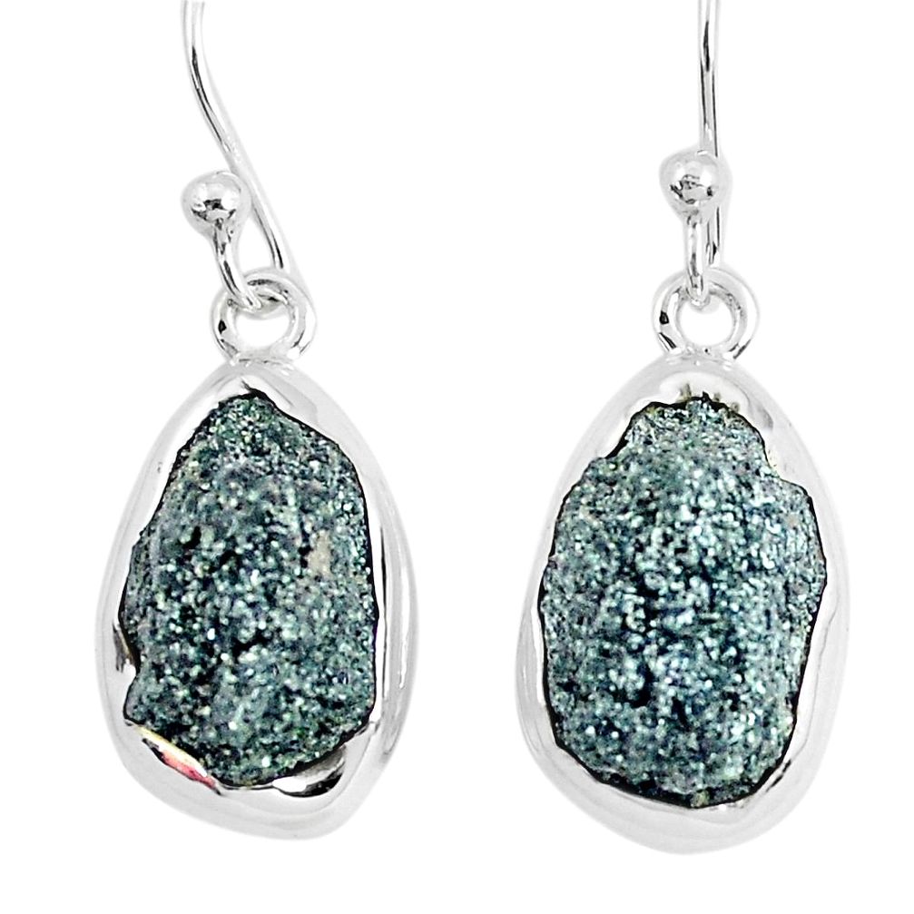 14.14cts natural green seraphinite in quartz 925 silver dangle earrings p50389