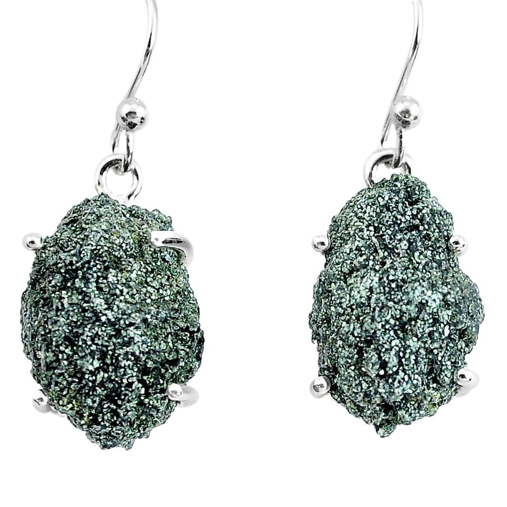 17.53cts natural green seraphinite in quartz 925 silver dangle earrings p50391