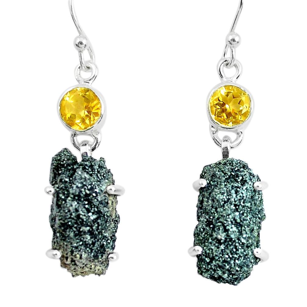 21.53cts natural green seraphinite in quartz 925 silver dangle earrings p50397