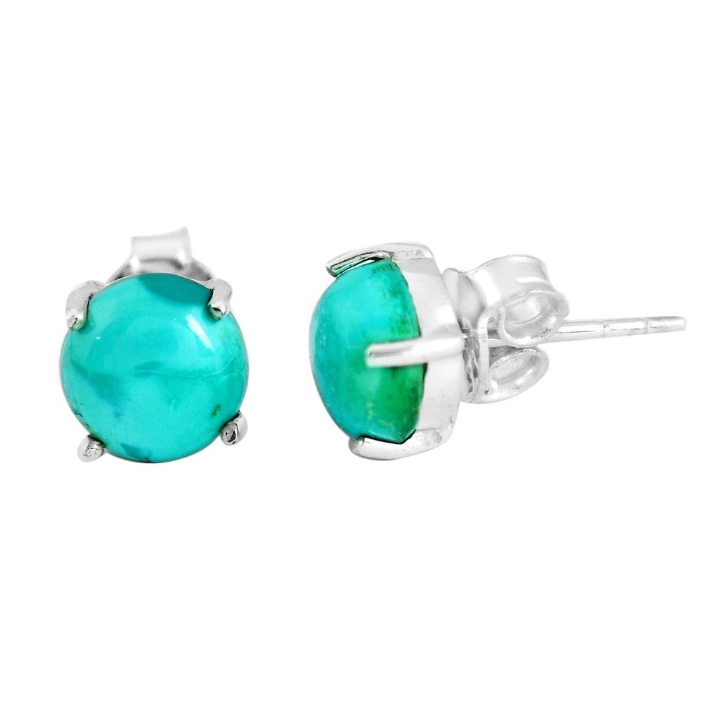 5.65cts natural green turquoise tibetan 925 sterling silver stud earrings p53161