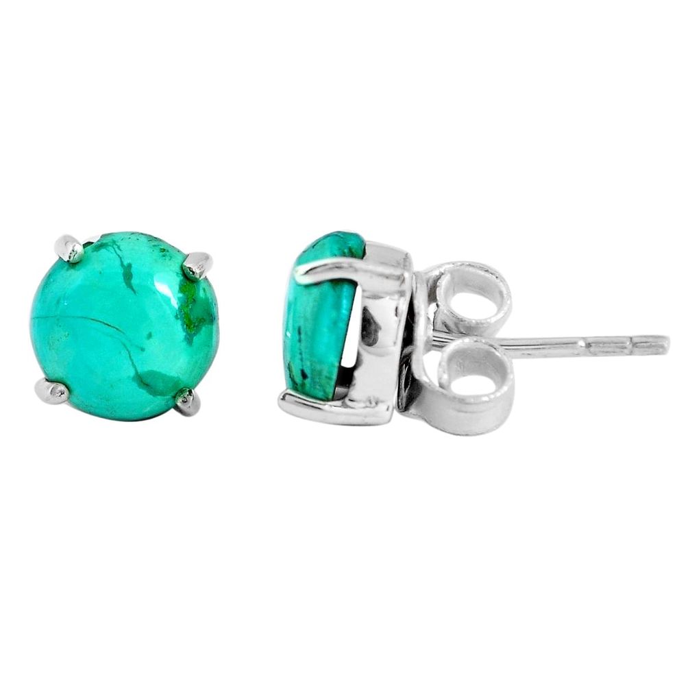 4.72cts natural green turquoise tibetan 925 sterling silver stud earrings p53183