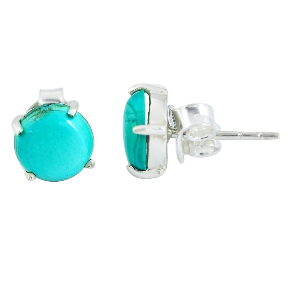 4.22cts natural green turquoise tibetan 925 sterling silver stud earrings p53186