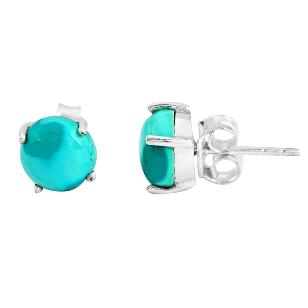 5.62cts natural green turquoise tibetan 925 sterling silver stud earrings p53188