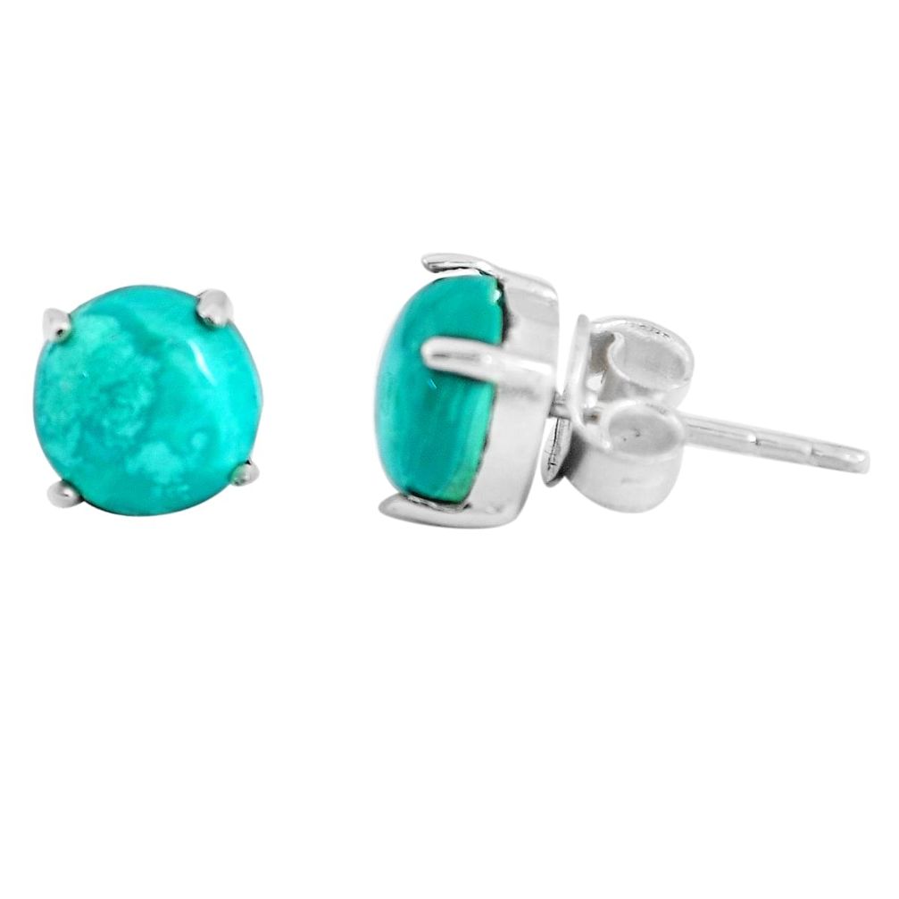 5.22cts natural green turquoise tibetan 925 sterling silver stud earrings p53194