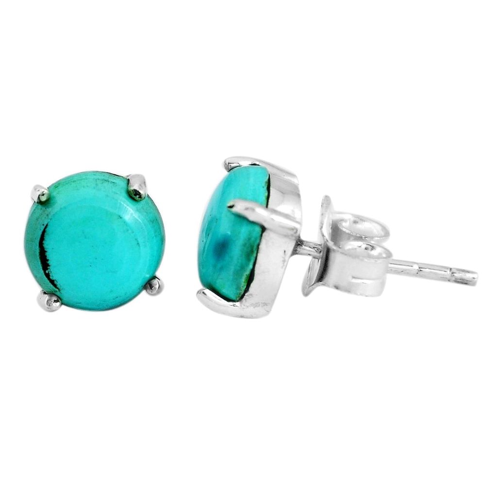 4.72cts natural green turquoise tibetan 925 sterling silver stud earrings p53199
