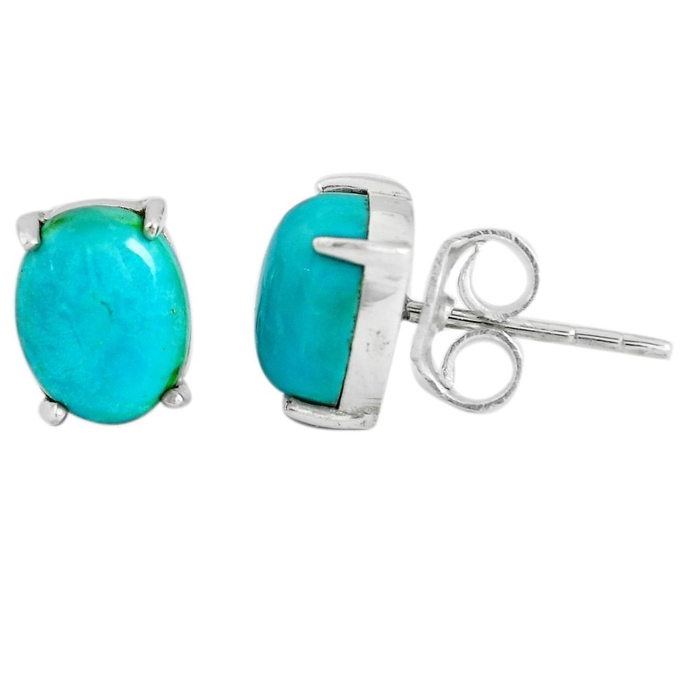 5.65cts natural green turquoise tibetan 925 sterling silver stud earrings p53206