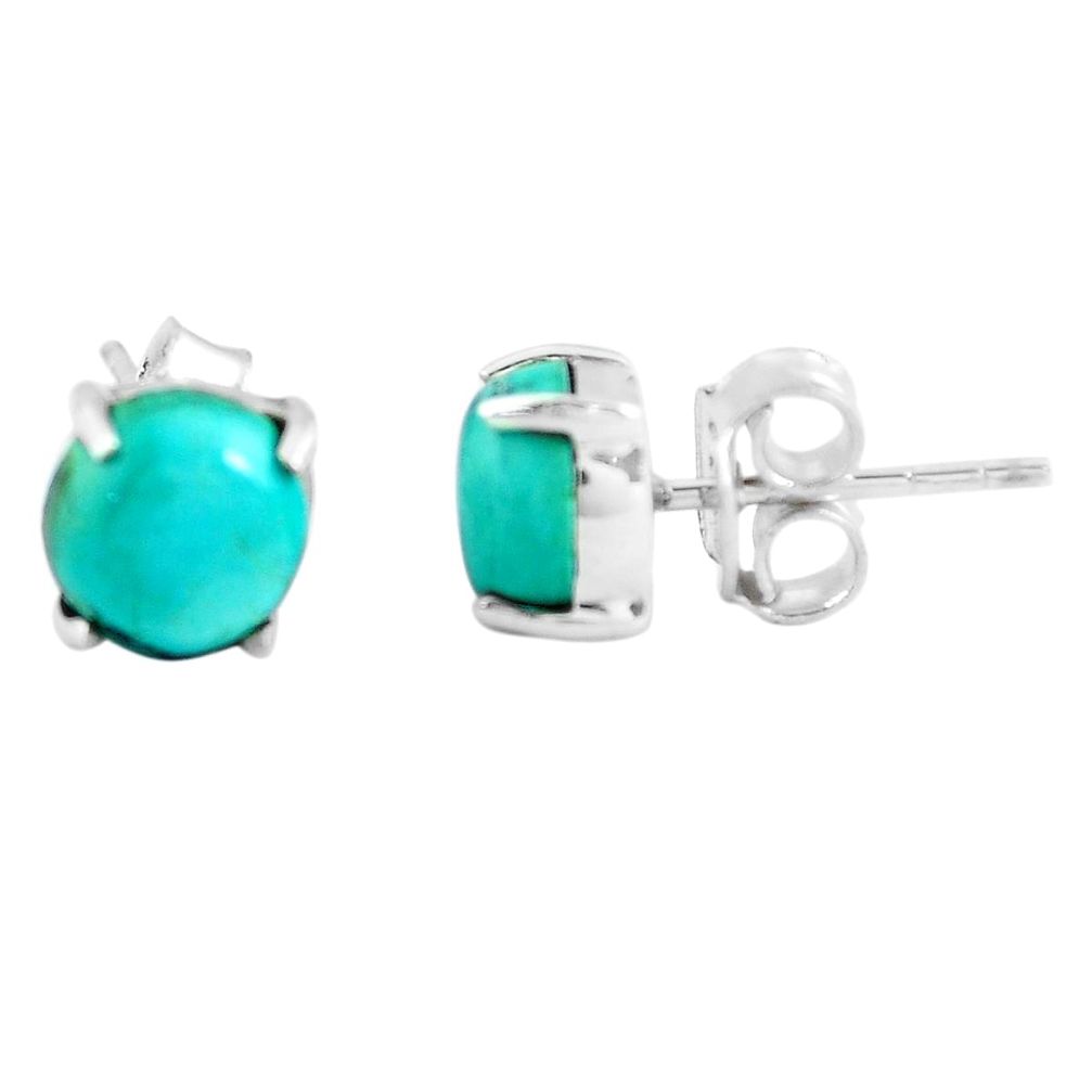 5.07cts natural green turquoise tibetan 925 sterling silver stud earrings p54110