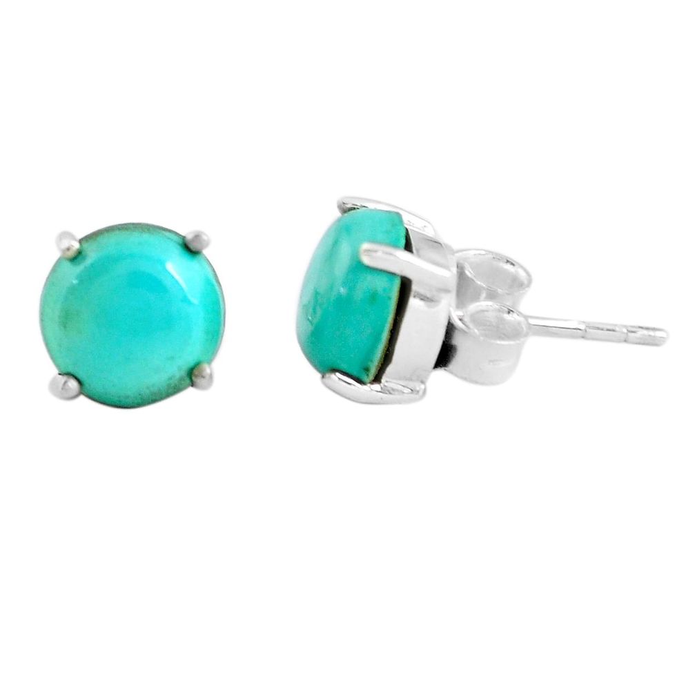 5.22cts natural green turquoise tibetan 925 sterling silver stud earrings p54119