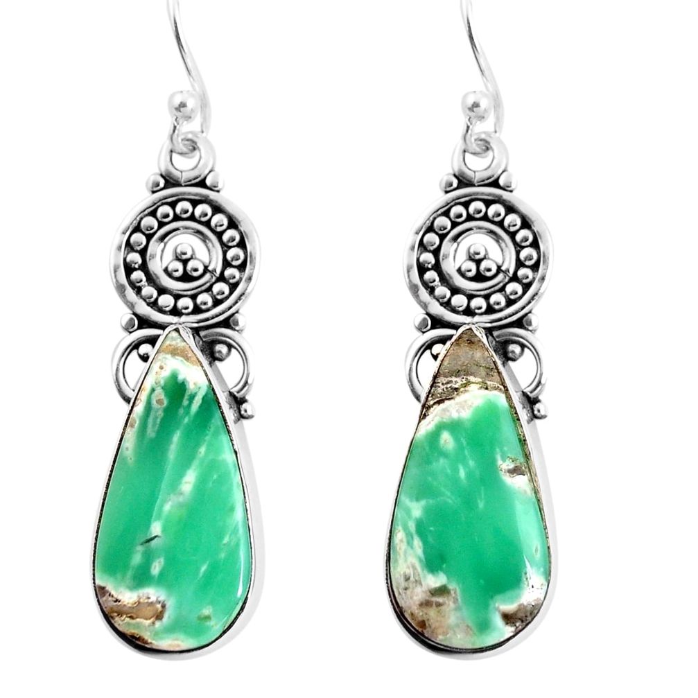 13.77cts natural green variscite 925 sterling silver dangle earrings p91922