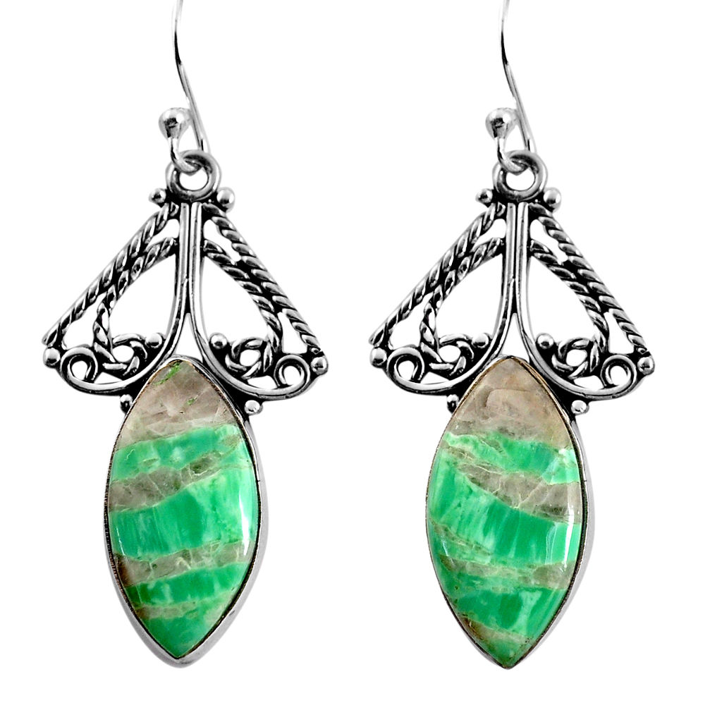15.85cts natural green variscite 925 sterling silver dangle earrings p91926