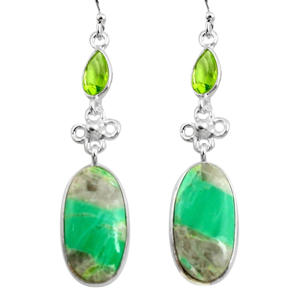 17.90cts natural green variscite peridot 925 silver dangle earrings p78634