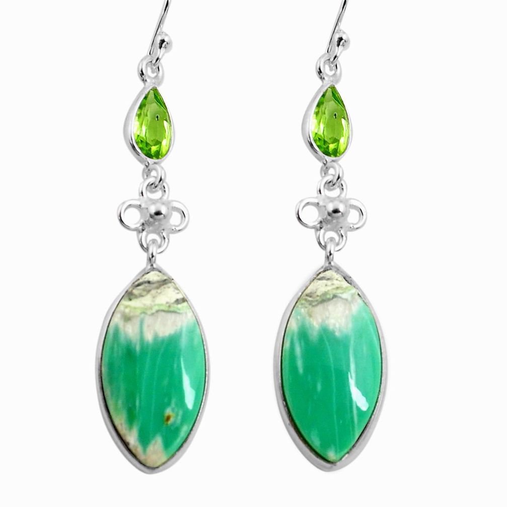 18.39cts natural green variscite peridot 925 silver earrings jewelry p78635