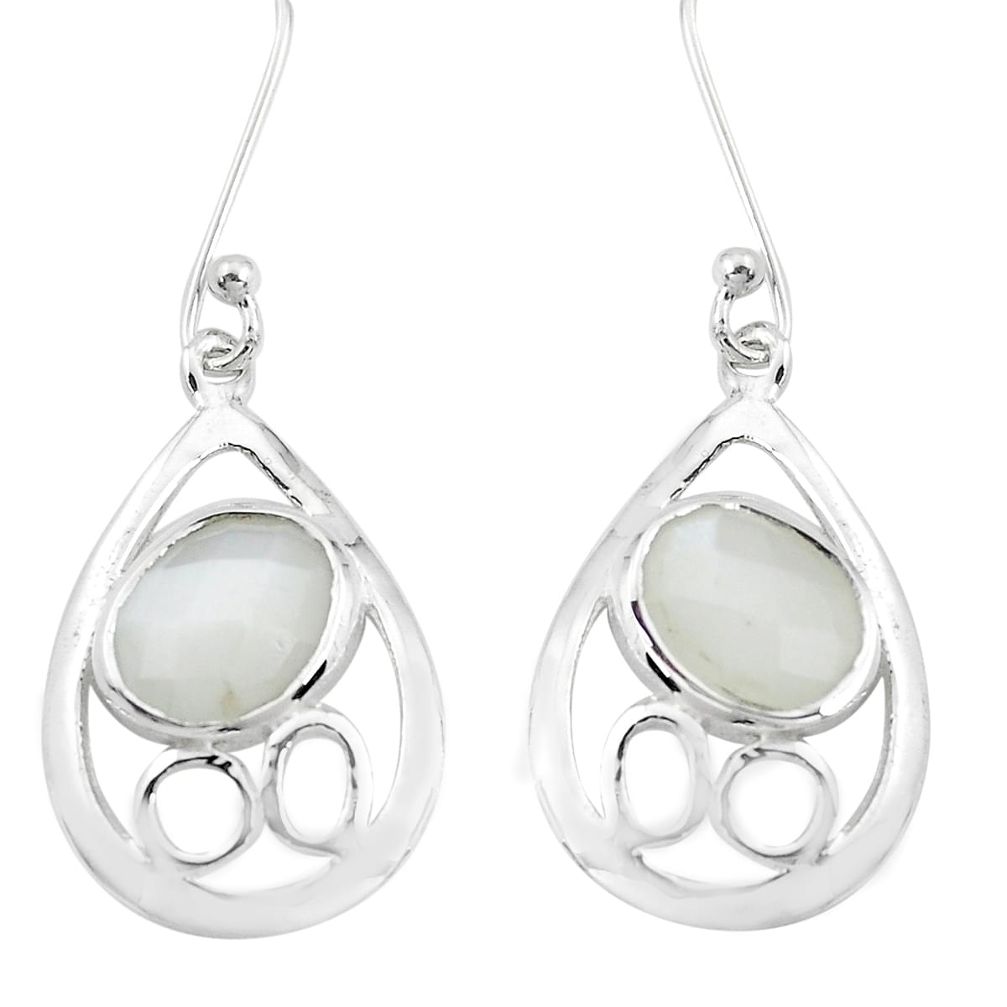 6.80cts natural grey moonstone 925 sterling silver dangle earrings p40184
