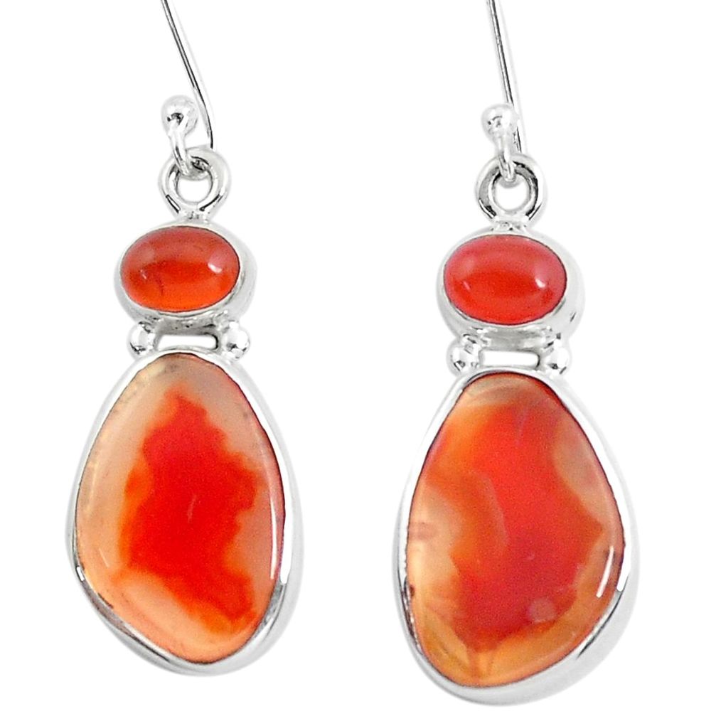 13.50cts natural honey botswana agate onyx 925 silver dangle earrings p45159