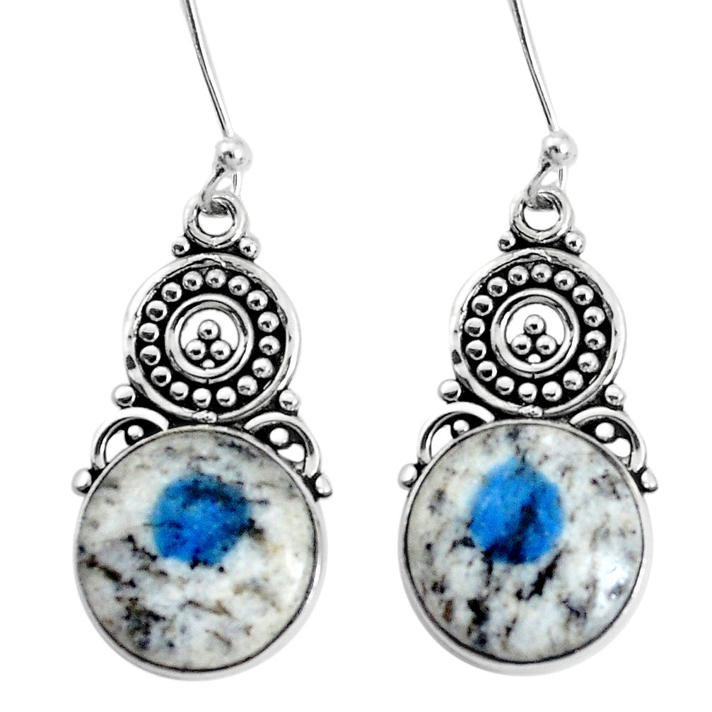 12.28cts natural k2 blue (azurite in quartz) 925 silver dangle earrings p34983