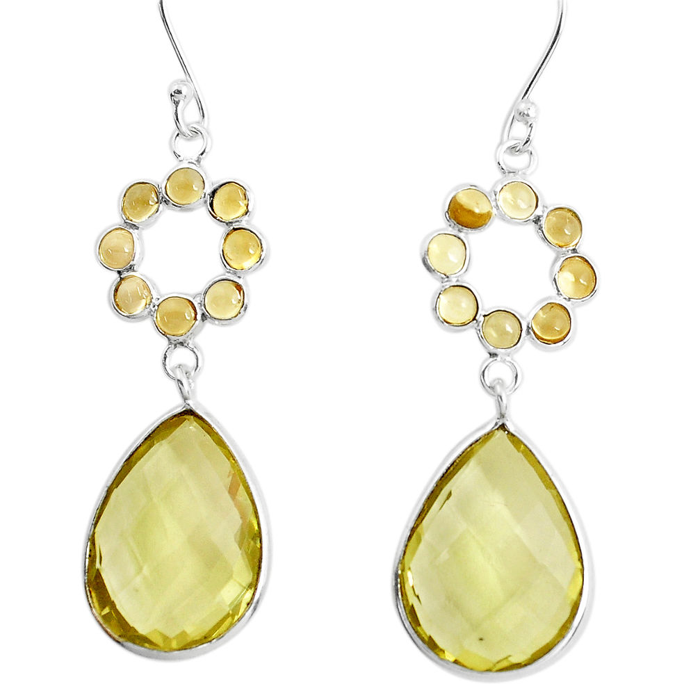 17.49cts natural lemon topaz citrine 925 sterling silver dangle earrings p43569