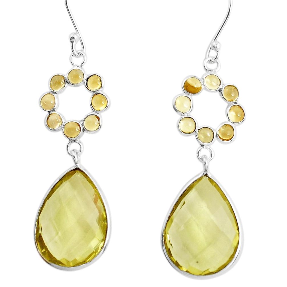 18.15cts natural lemon topaz citrine 925 sterling silver dangle earrings p43573