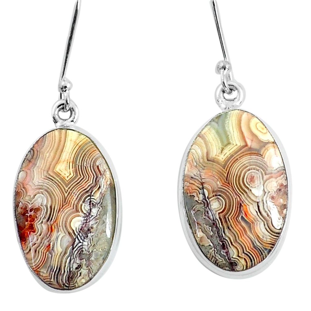21.23cts natural mexican laguna lace agate 925 silver dangle earrings d31547