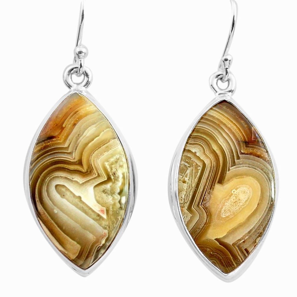 21.48cts natural mexican laguna lace agate 925 silver dangle earrings p72791