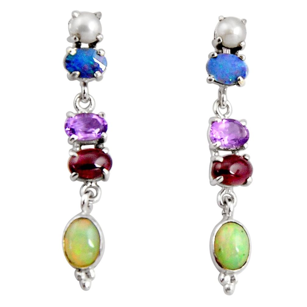 14.40cts natural multi color ethiopian opal 925 silver dangle earrings d32292