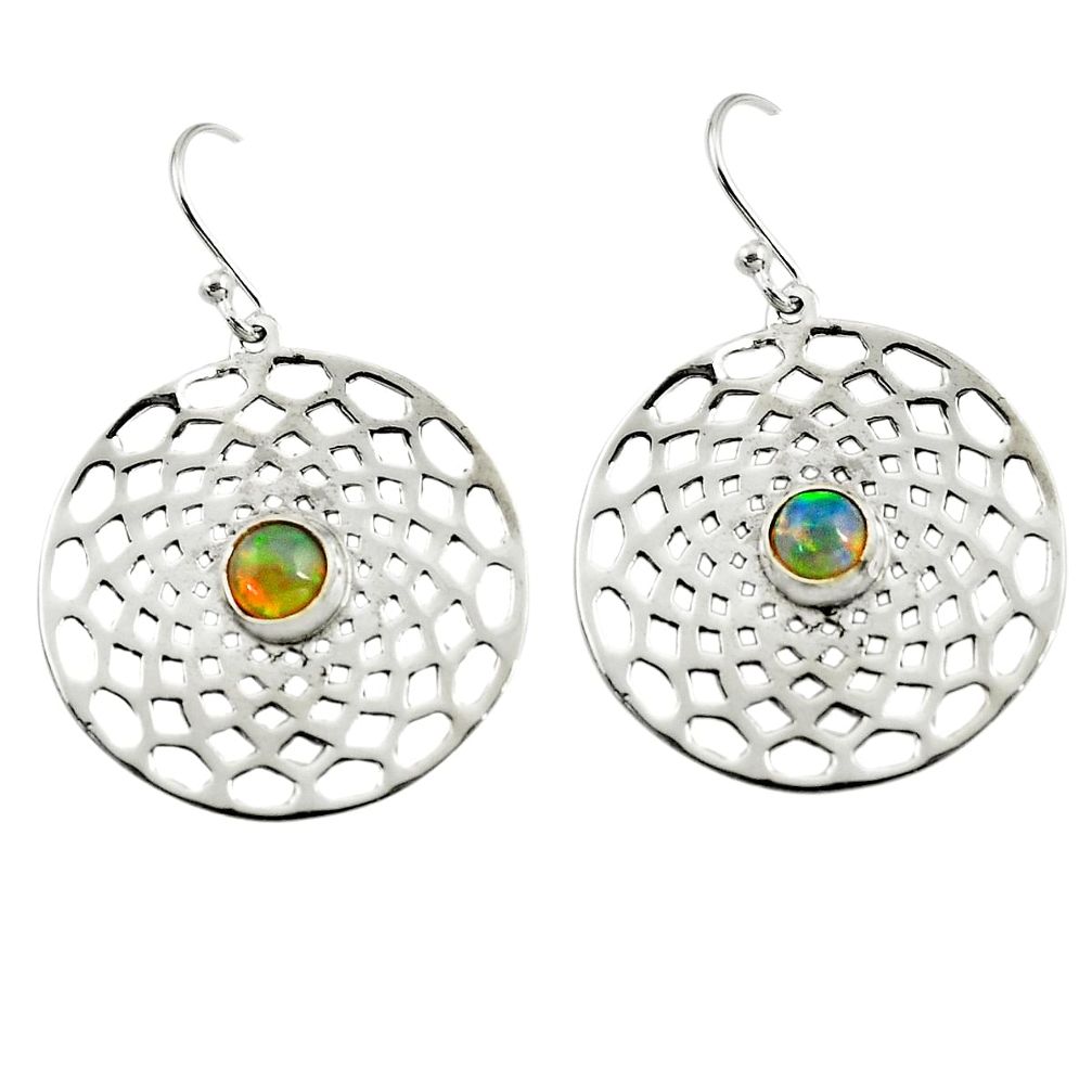 1.84cts natural multi color ethiopian opal 925 silver dangle earrings p77536