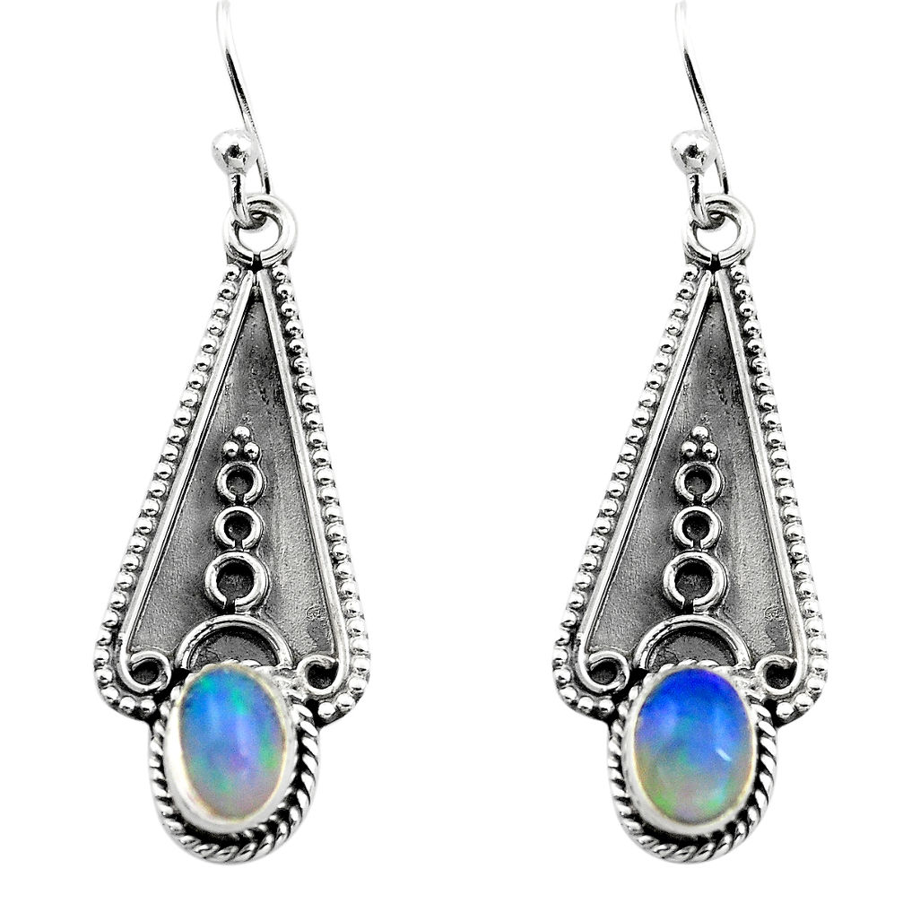 3.06cts natural multi color ethiopian opal 925 silver dangle earrings p80846