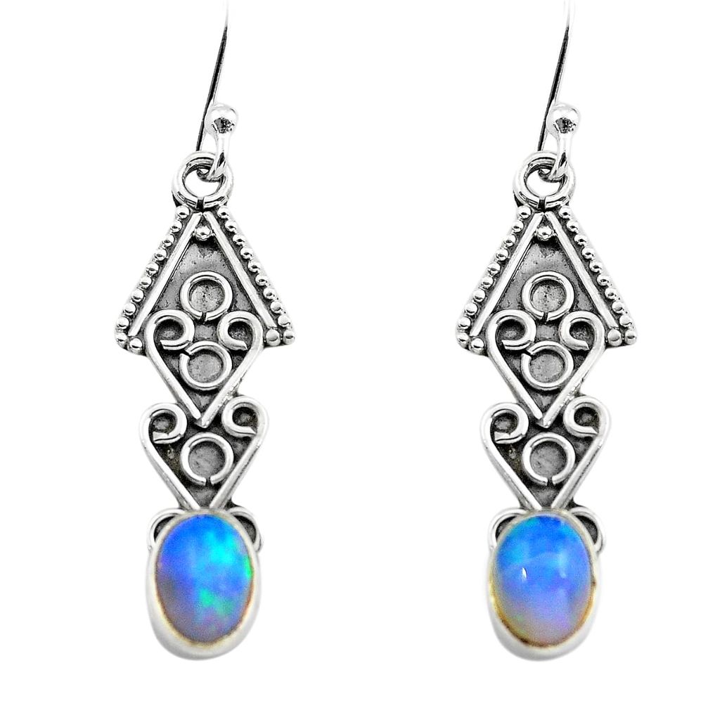 2.99cts natural multi color ethiopian opal 925 silver dangle earrings p80883