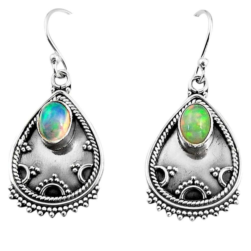 4.10cts natural multi color ethiopian opal 925 silver dangle earrings p92710