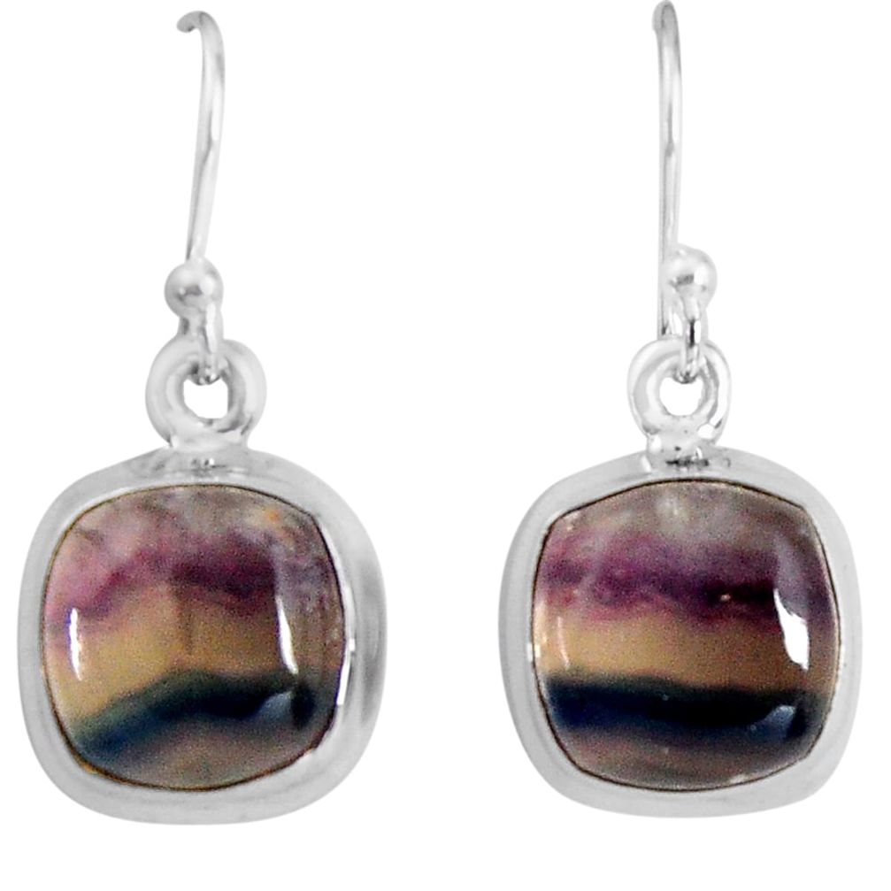 9.37cts natural multi color fluorite 925 sterling silver dangle earrings p89318