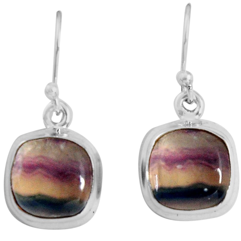 9.37cts natural multi color fluorite 925 sterling silver dangle earrings p89319