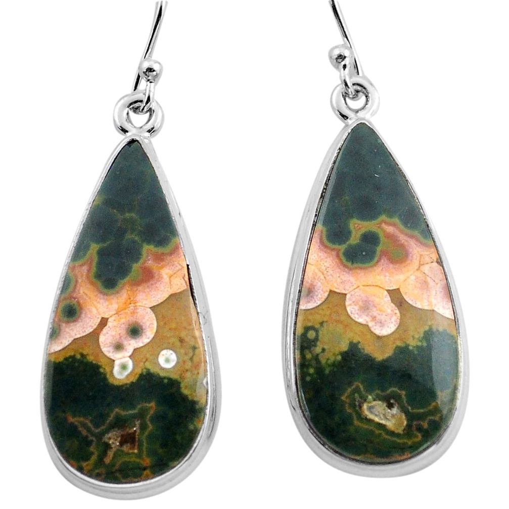 23.72cts natural multi color ocean sea jasper 925 silver dangle earrings p88665